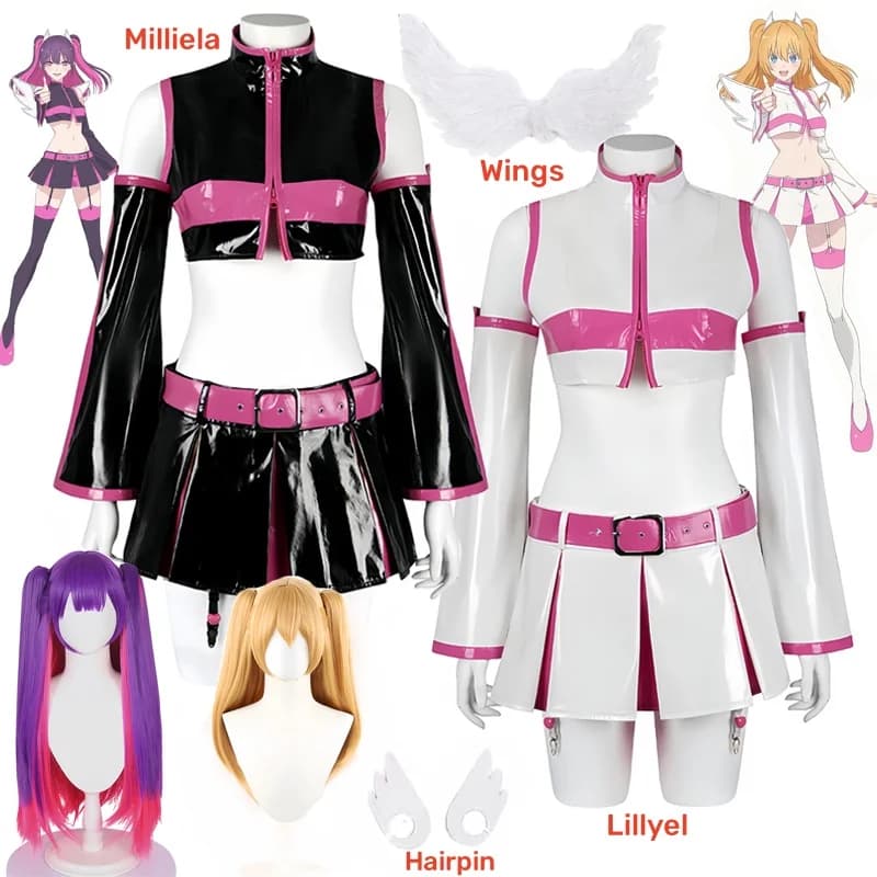 2.5 Dimensional Seduction Liliel Lillyel Lilysa Nigoriri Milliela Mikari Ririsa Cosplay Costume Wings Wig Full Set