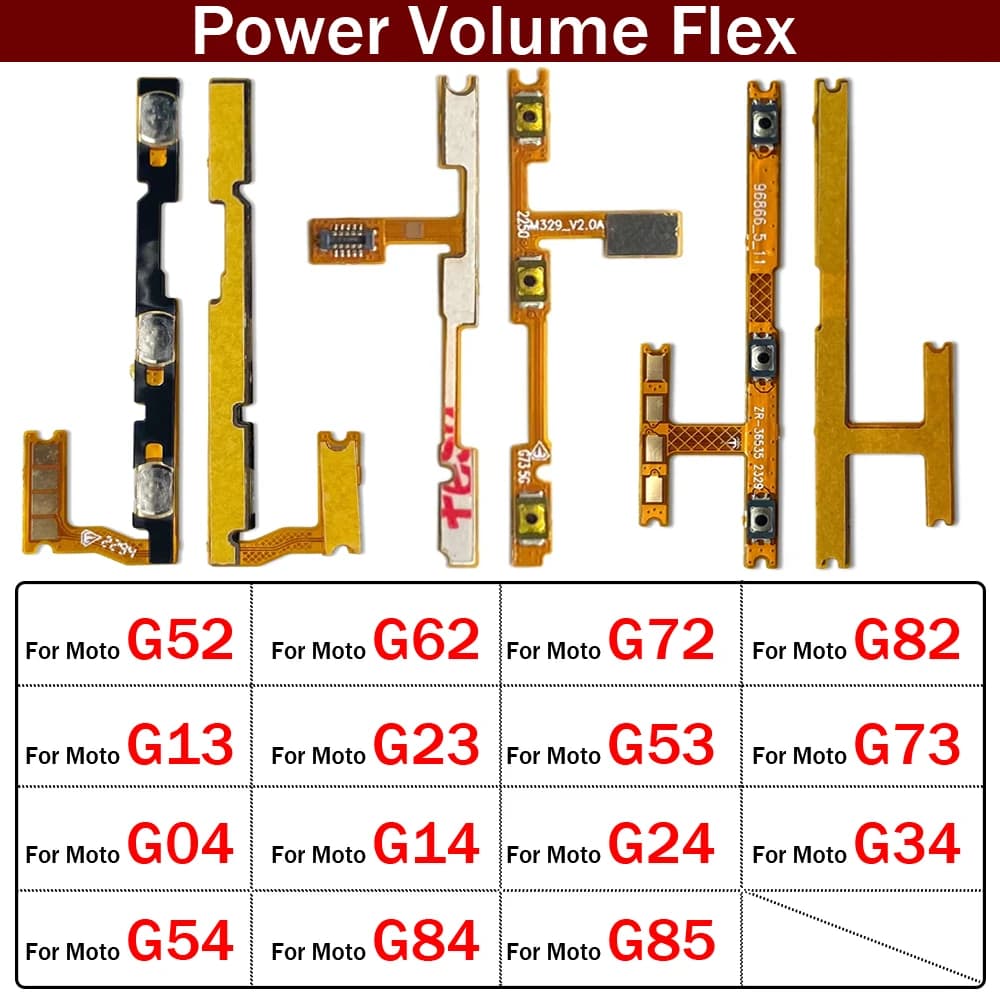 Power On Off Button Volume Key Button Flex Cable For Moto G52 G62 G72 G82 G13 G23 G53 G73 G04 G14 G24 G34 G54 G84 G85 4G 5G