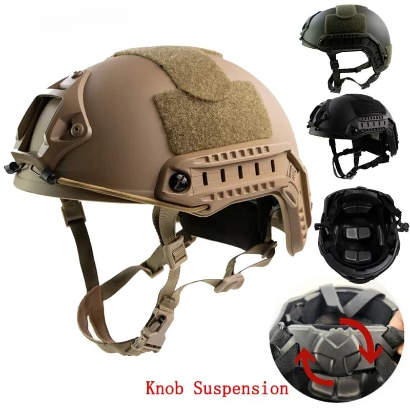 Fast Tactical Helmet Adjustable knob Thicken ABS Outdoor Air Gun Shooting CS Protective Equipment Suitable Head Size 55-60cm