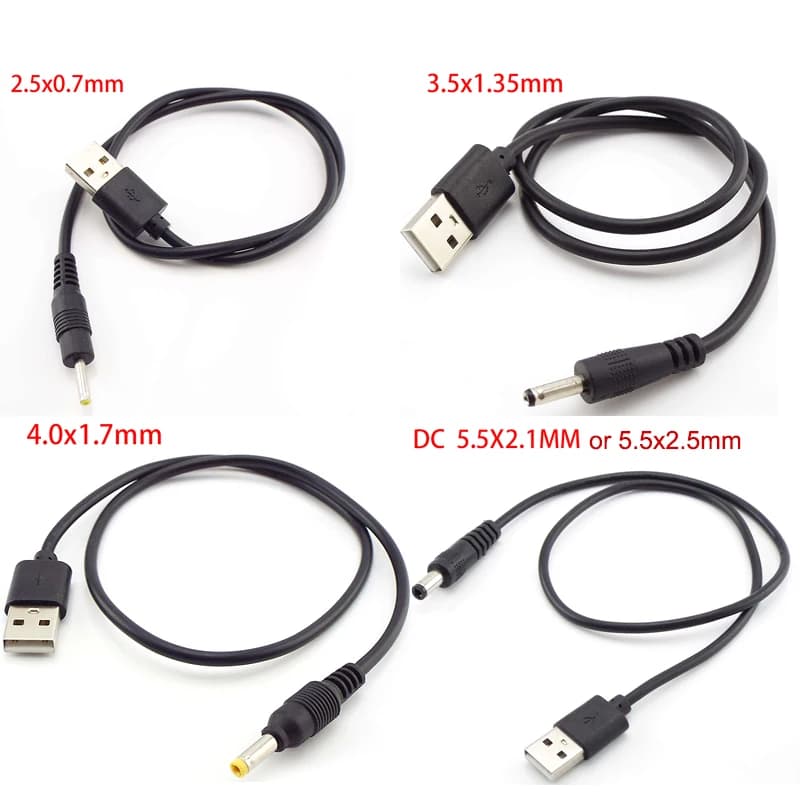 1m USB type A Male Jack plug to DC 5.5x2.5mm 3.5mm 4.0mmx1.7 5.5x2.1mm male Power supply type A extension cable connector cords