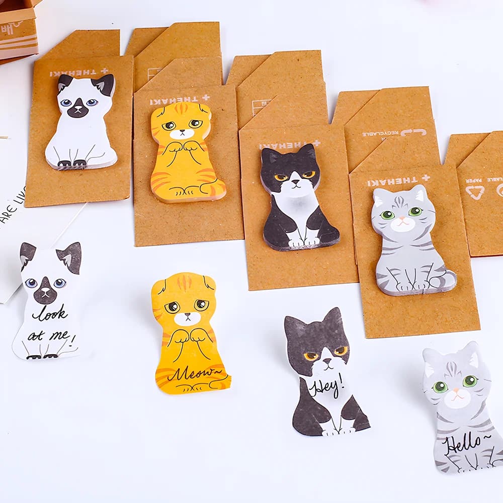 Korean Aesthetic Black Cat Paw Sticky Notes Cute Kawaii Memo Pad Post Notepads Funny Journal Stationery Bookmark Book Index Tabs