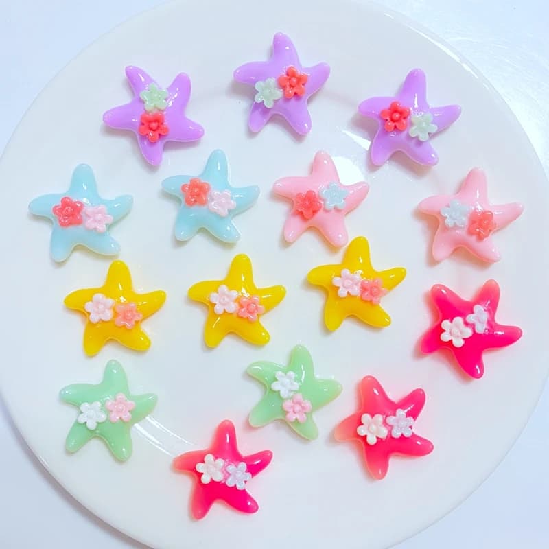 20pcs New Cute 20mm Resin Mini Starfish Flat Back Cabochon Scrapbook Kawaii DIY Embellishments Accessories