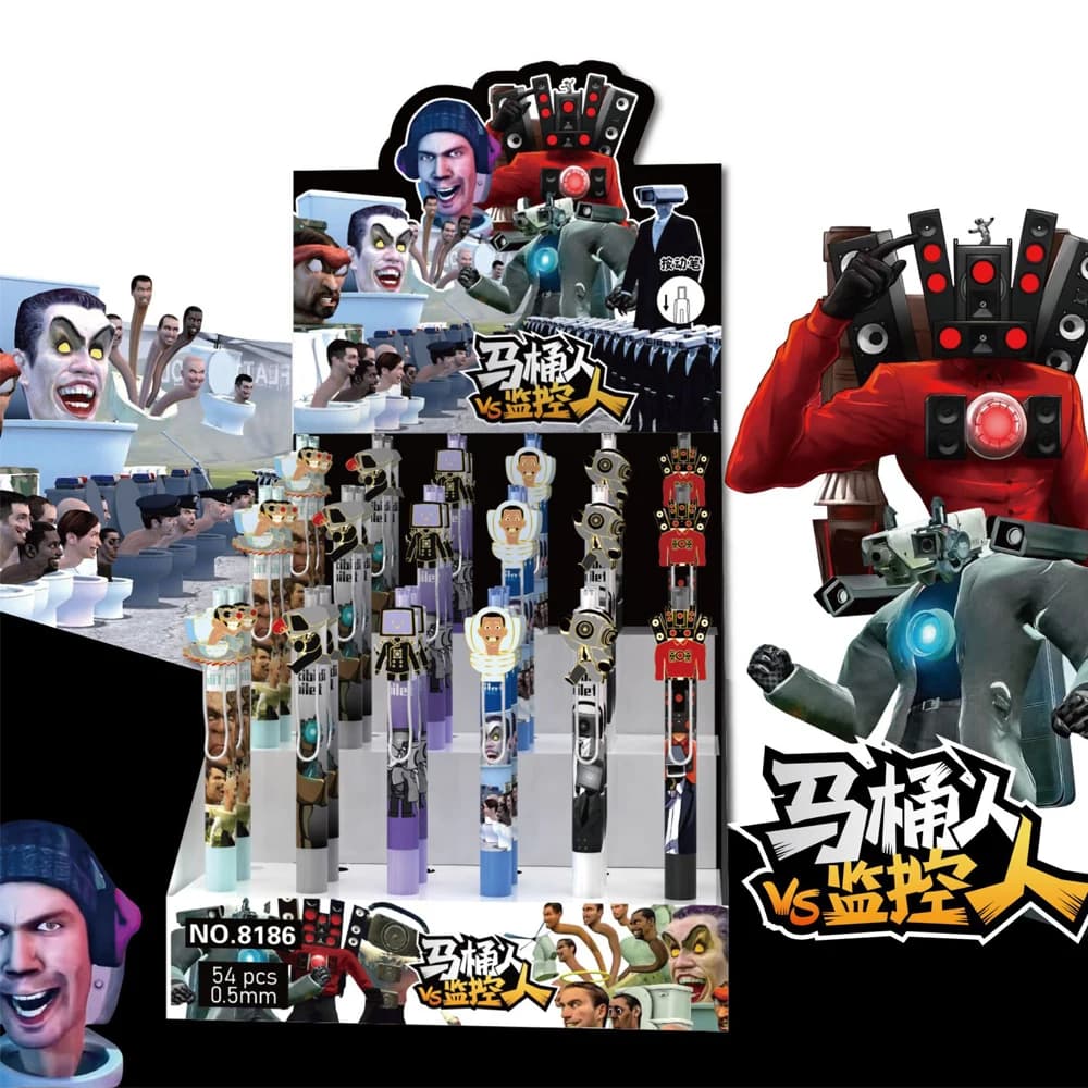 6pcs Skibidi Toilet Doll Toy VS Speaker Human TV Man Camara Human Action Doll Black Water-based Pen Student Stationery Children'