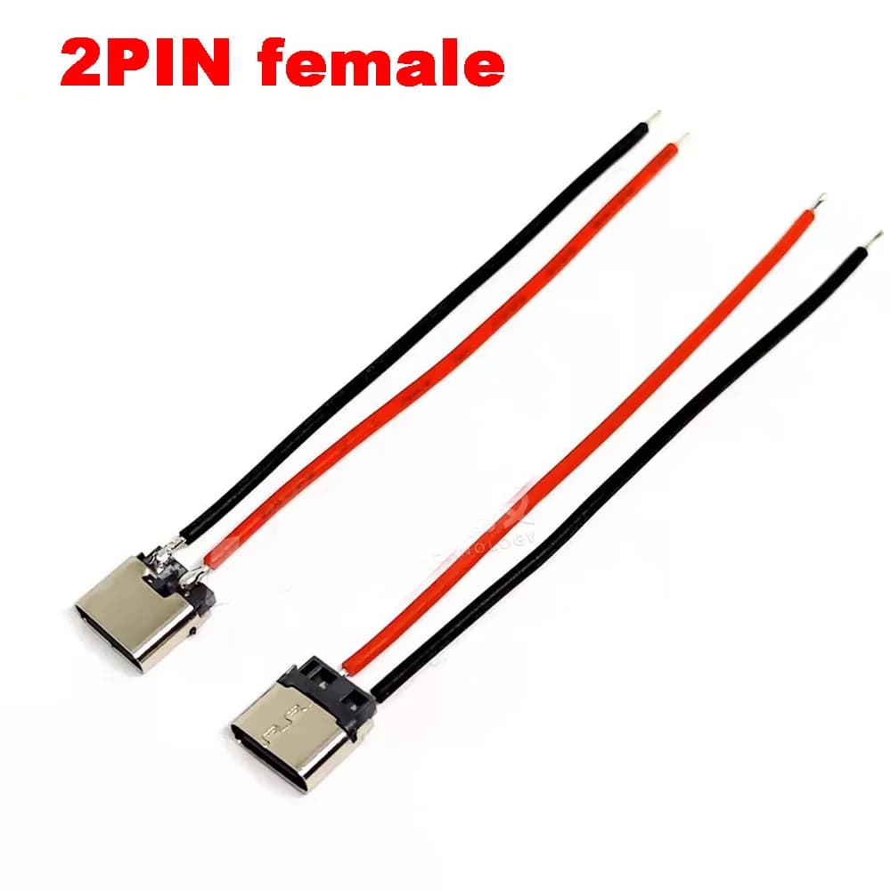 1pcs USB Type-C 3.1 Jack 2Pin strip line Welding Wire Female Connector Straight For Mobile Phone Charging Port Charging Socket