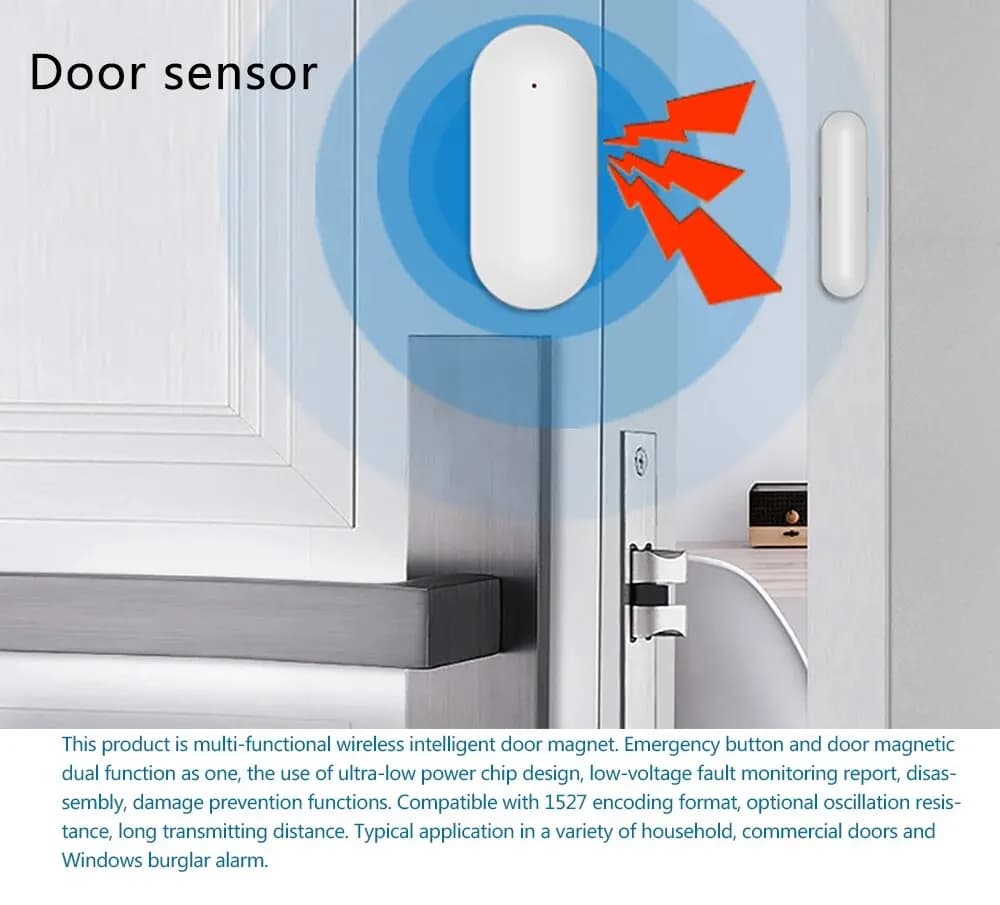 Window Door Sensor for 433MHz Home Security Alarm System Detect Door Open / Close Door Detector