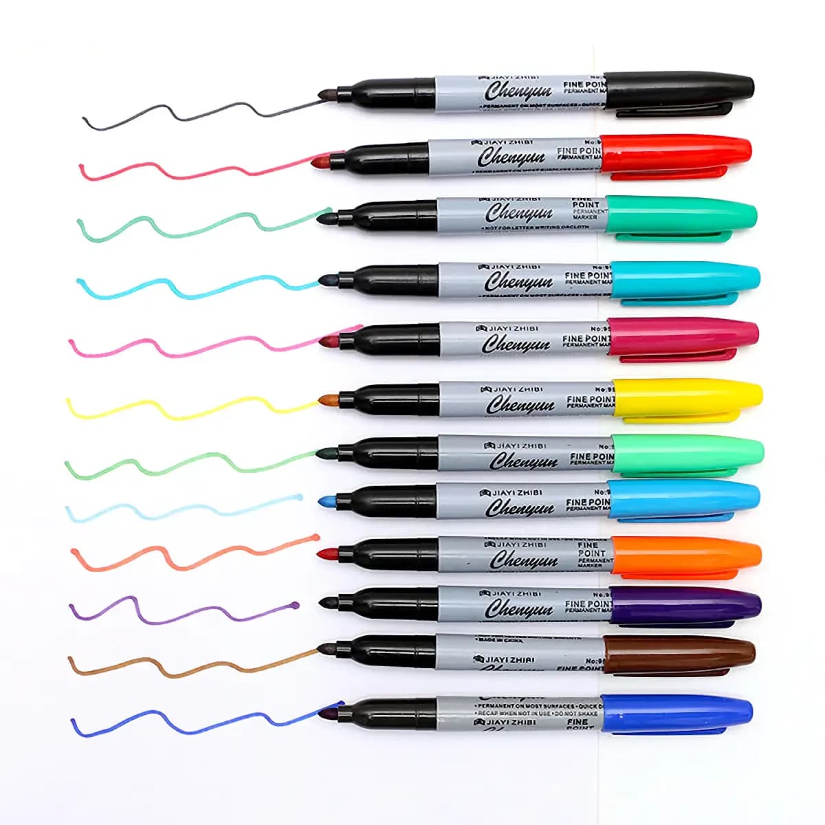 12colors Fine Point Permanent Markers, perfect for Classroom, Office, Durable and Long-Lasting. No suitable for Whiteboard