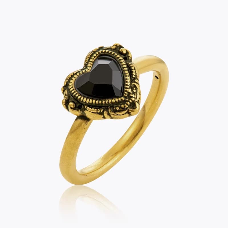 VENTFILLE 925 Sterling Silve Love Heart Ring for Women Girl Black Zircon Retro Lace Versatile Jewelry Gift Dropshipping