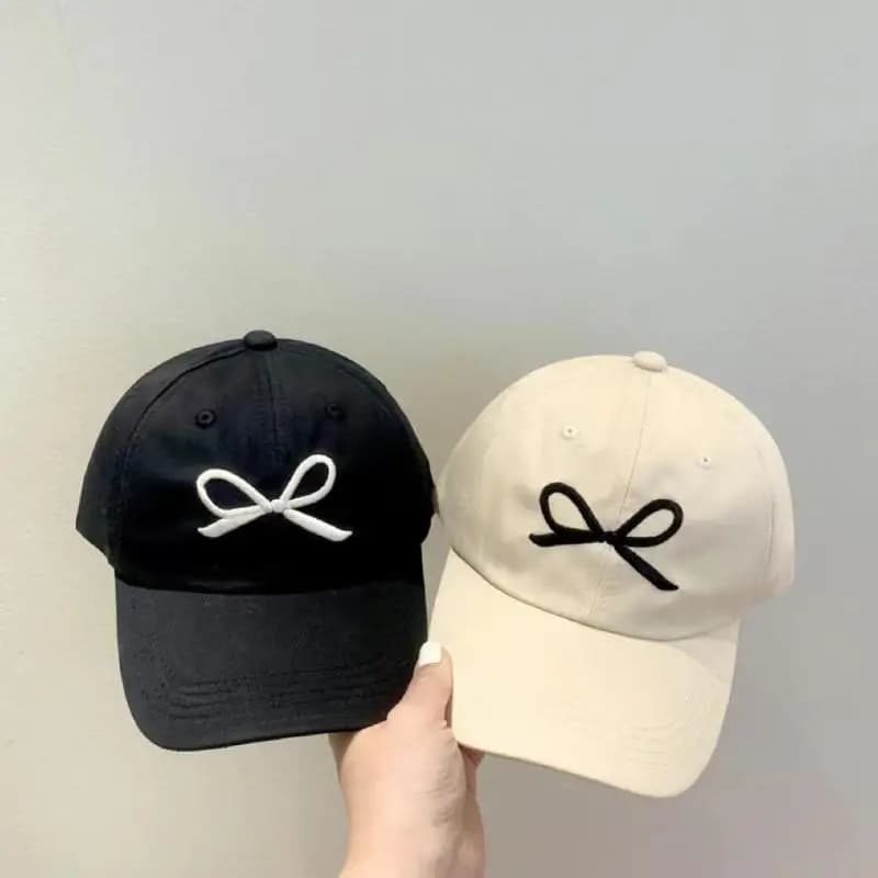 2025 New Baby Bow Embroidery Hat Solid Children Baseball Cap Solid Infant Peaked Hats Girls Adjustable Sun Hat Kids Toddler Cap