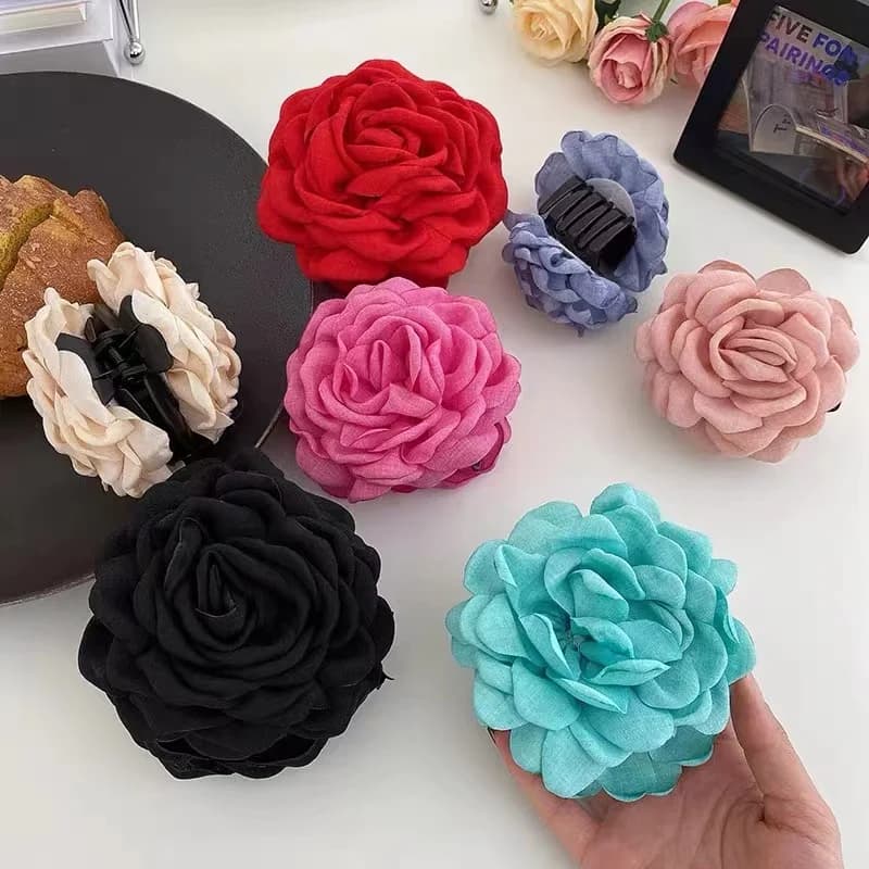 1/2/6pcs Stereoscopic Rose Flower Hair Clip Fpr Women Elegant Back of The Head Hair Shark Clip Fashionable Girl Hair Accessories