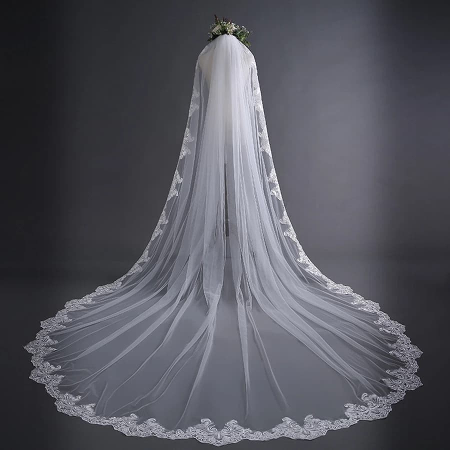 Wholesale One Layer Lace Bridal veils White Ivory 3*3 Meter Cheap Wedding veil