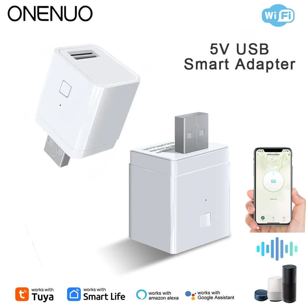 ONENUO Tuya Smart Micro USB Adapter Switch 5V WiFi Mini USB Power Adapter Works with Alexa Hey Go Ogle Alice for Smart Home