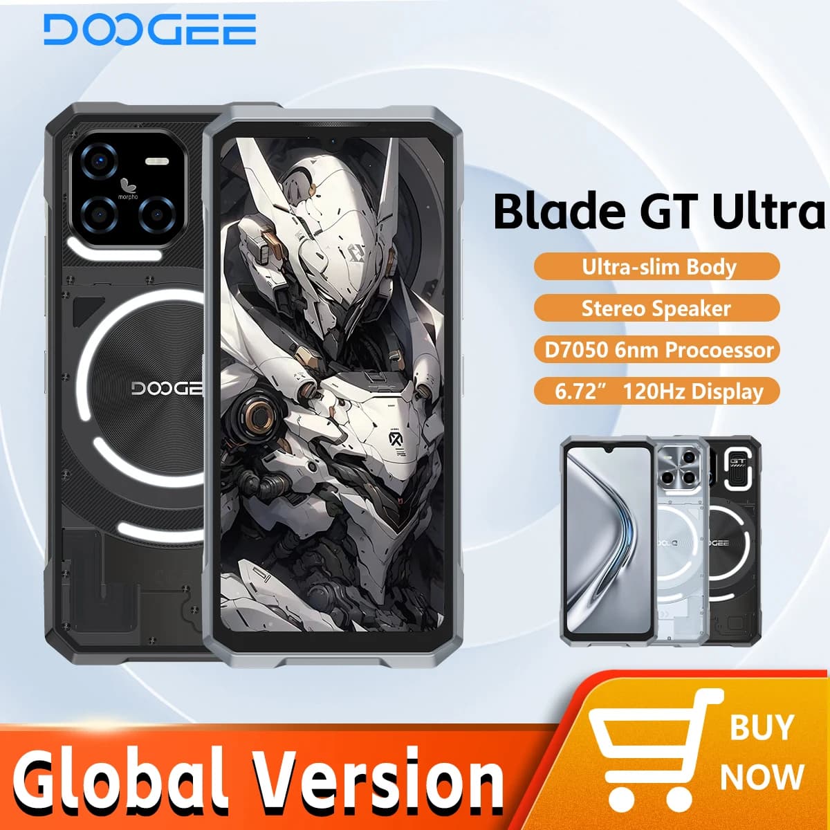 DOOGEE Blade GT Ultra 5G Rugged Smartphone Dimensity 7300 6.72'' 16GB 512GB LED Light Effect Design Ultra-thin Cell Phone