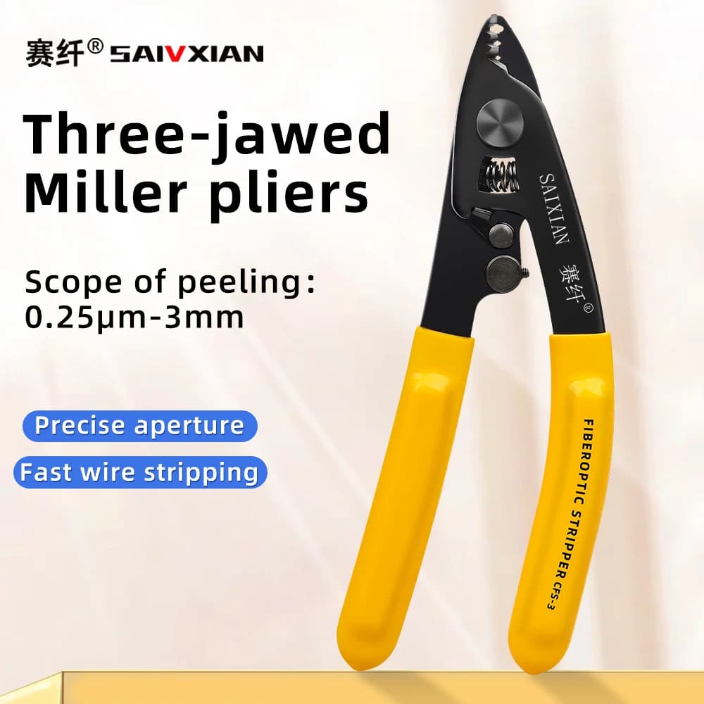 SAIVXIAN CFS-3 Three-port Fiber Optical Stripper Pliers Wire Strippers for FTTH Tools Optic Stripping Plier Tool