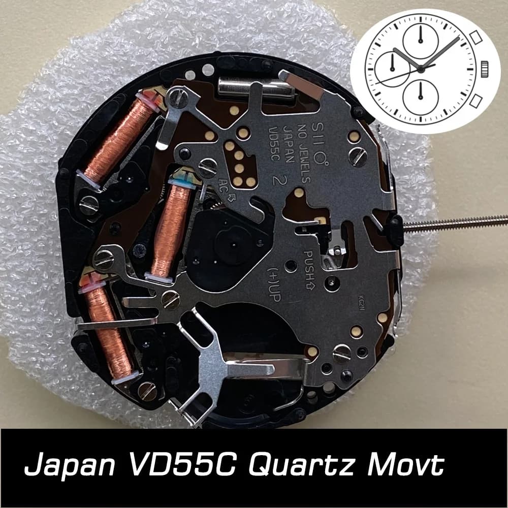 Japan Basic VD55C Quartz Movement For Watch Small Chronograph Hand Repair Parts Mechanism Small Second Hour Hand