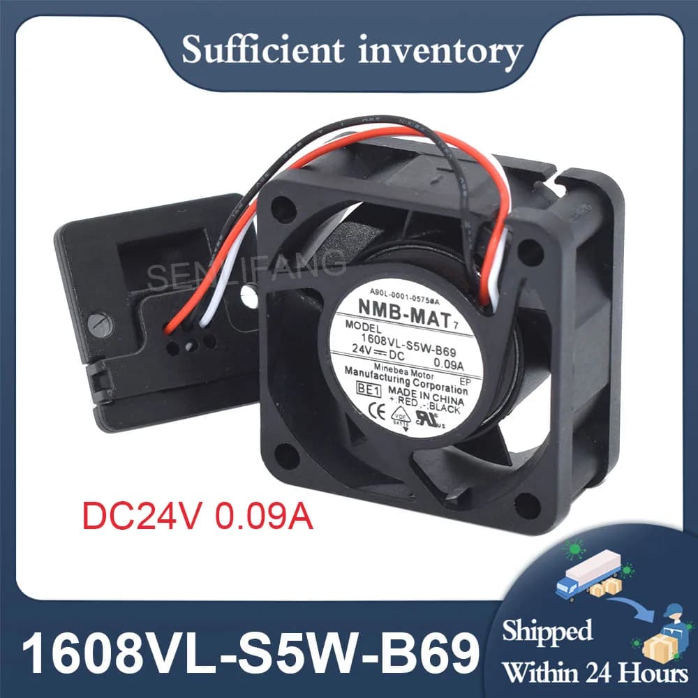 1608VL-S5W-B69 New 40MM Fan For Fanuc System A90L-0001-0575#A DC24V 0.09A 3Lines 40*40*20MM Square Cooling