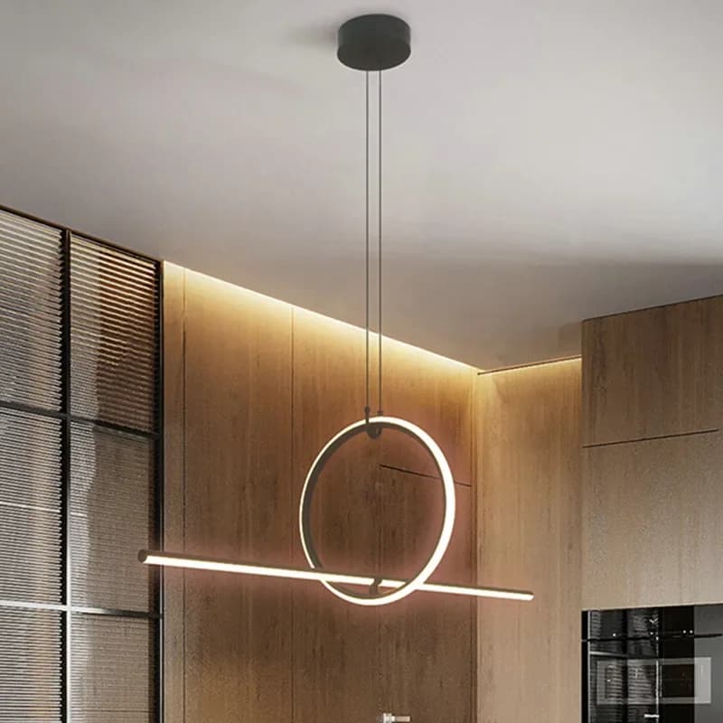 Modern 2024 Led Ceiling Chandelier Long Black with Remote Control Minimalist Decor Table Dining Room Kitchen Home Pendant Lights