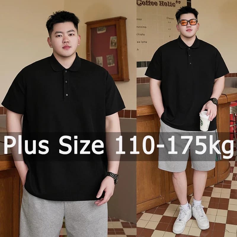 Polo Shirt Men Plus Size 1XL-7XL 110-175kg Short Sleeve Polo T Shirt Loose Polos Oversized Tops Big Size Men Clothing 티셔츠 남성