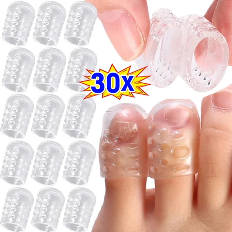 5-30pcs Transparent Silicone Toe Covers Women Gel Little Toes Protector Tube Foot Care Finger Caps Elasticity Prevents Blisters