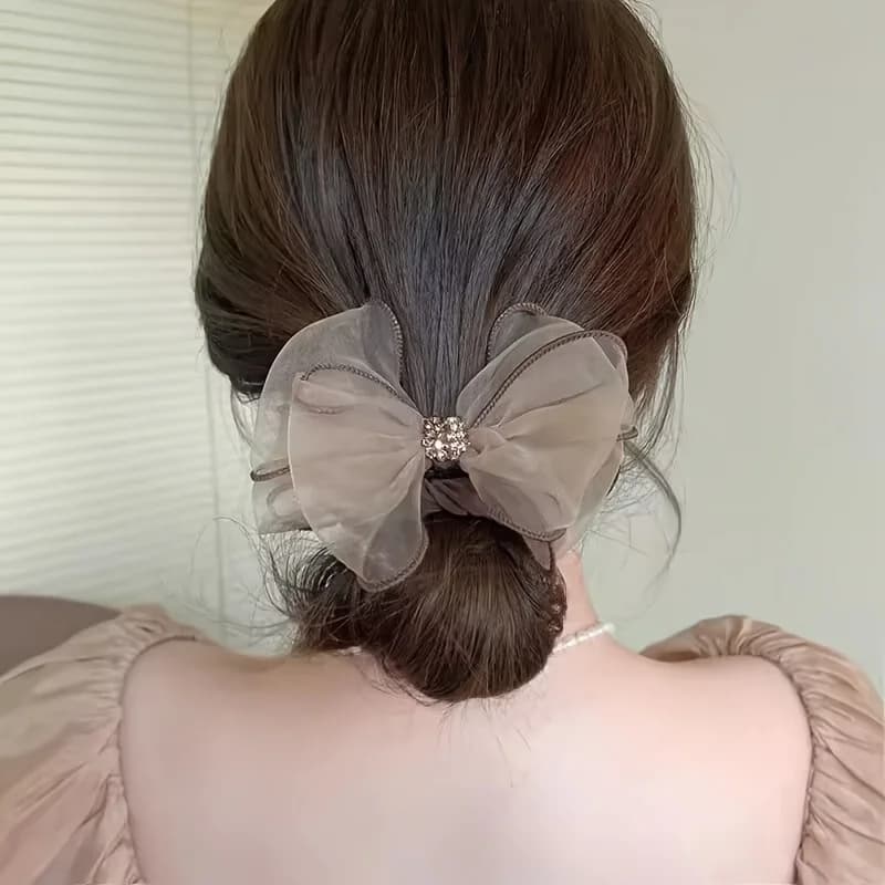 3pcs Elegant Retro Rhinestone Bow Headbands - Elastic Fabric Mesh, Solid Color, Ideal for Weddings, Parties & Daily Use