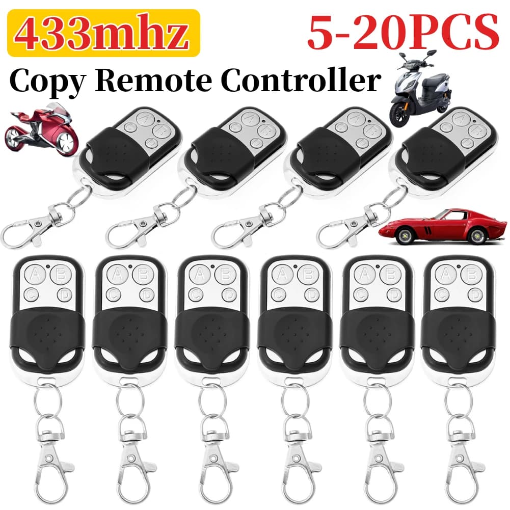 5-20PC Door Remote Control 433Mhz 4 Channel Remote Control Use Fixed Code Rolling Code Key Chains Car Home And Garage duplicator