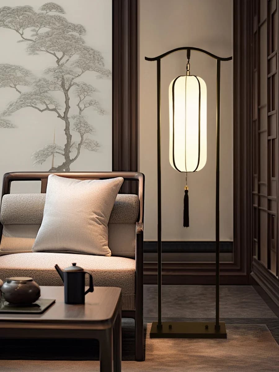 New Chinese floor lamp Chinese style retro style antique living room bedroom tea room sofa next to wabi sabi zen atmosphere lamp