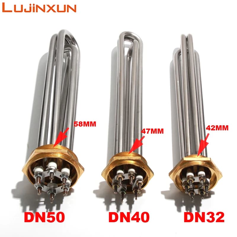 LUJINXUN Electric Immersion Tubular Heating Element Thread DN32 (41mm) DN40(47mm) DN50(58mm) 3-12KW TEN for Boiler/Brewing 1PC