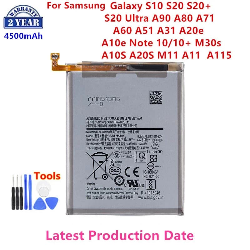 Brand New Battery For Samsung Galaxy S10 S20 S20+ S20 Ultra A90 A80 A71 A60 A51 A31 A20e A10e Note 10/10+ M30s A20S M11