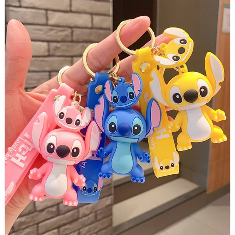 Disney Lilo and Stitch Scrump Cartoon Anime Pendant pvc Keychain Holder Car Keyring Mobile Phone Bag Hanging Jewelry Kids Gifts
