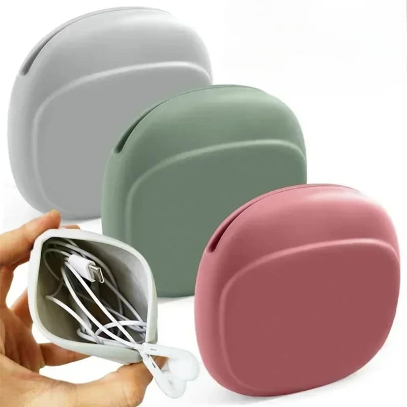 Wired Earphone Soft Silicone Storage Bag Travel Portable Data Cable Protective Case Pure Simple Coins Pouch Bag Home Office 1PC