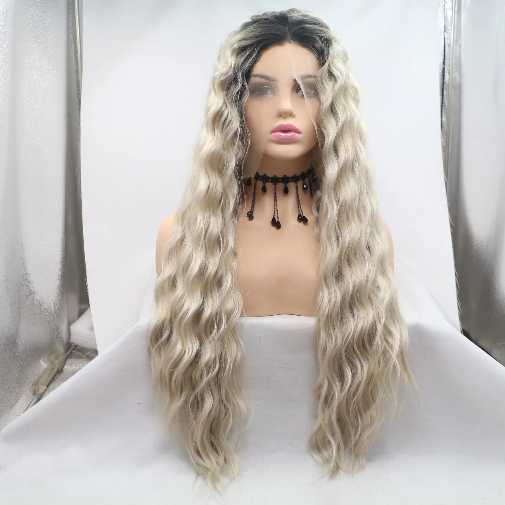 Drag wig, Cosplay wig ,Synthetic wig, Ombre Lace Front wig , women wigs , Long Hair, Drag Queen Wig, 24 inches ,Wavy wig