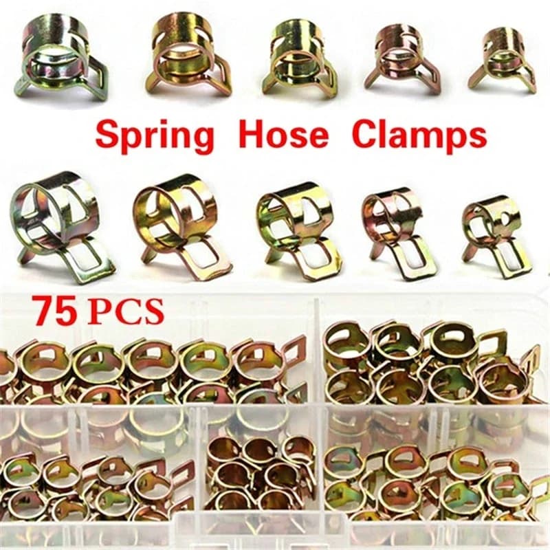75Pcs 6mm/7mm/8mm/9mm/10mm For Choose Fuel Spring Clip Vacuum Silicon Hose Clamp Autos Spring Clip Fuel Oil Water Tube Clamp