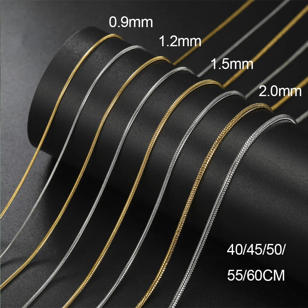 My Shape Round Snake Chain Necklace for Women Men Stainless Steel Link Chain 0.9mm 1.2mm 2mm Chains Choker Fashion Jewelry Gifts