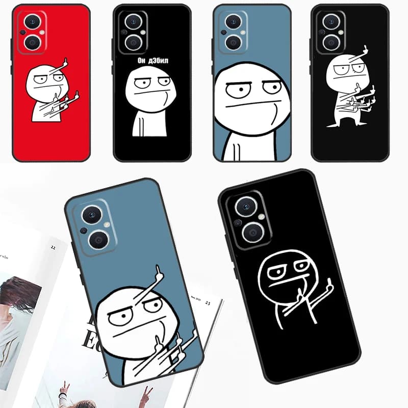 Funny Man Middle Finger Case For OPPO Reno 8 10 Pro 4Z 5Z 8T 4 5 6 7 Lite OPPO Find X6 Pro X3 X2 Neo X5 Lite Cover