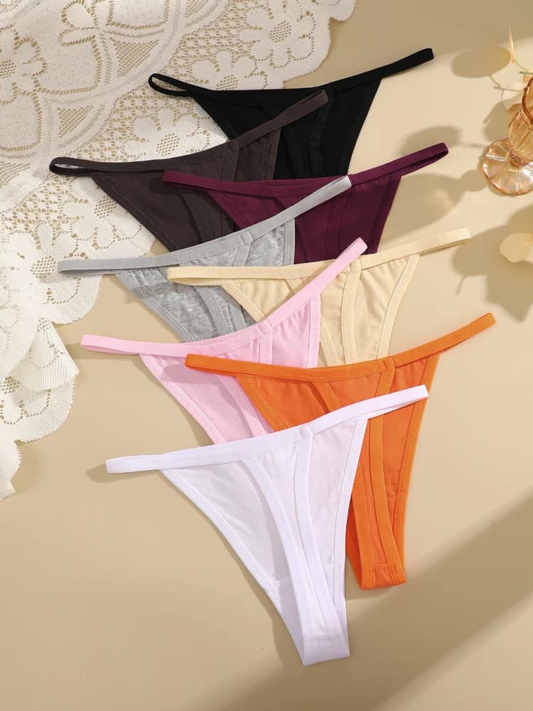 4Pcs Women's Cotton Thongs Sexy Thin Waist Underwear Traceless Low Waist G-string Sports T-Back Female Breathable Panties S-XL