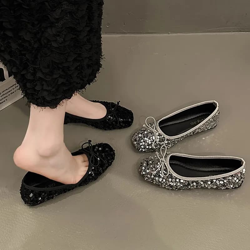 Bow Bling Women Flats Shoes New Fashion Dress Luxury Shoes 2024 Summer Soft Sole Comfort Shoes Elegant Shallow Zapatillas Female