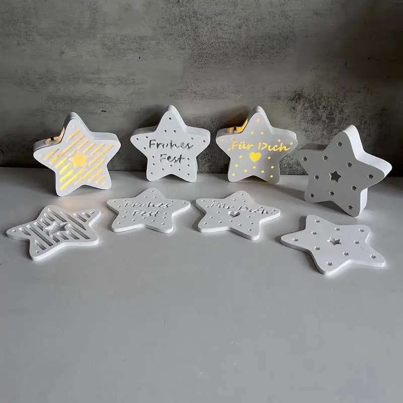 Pentagram Storage Box Silicone Mold DIY Epoxy Resin Hollow Pentagram Ornament Night Light Gypsum Concrete Cement Mold Home Decor
