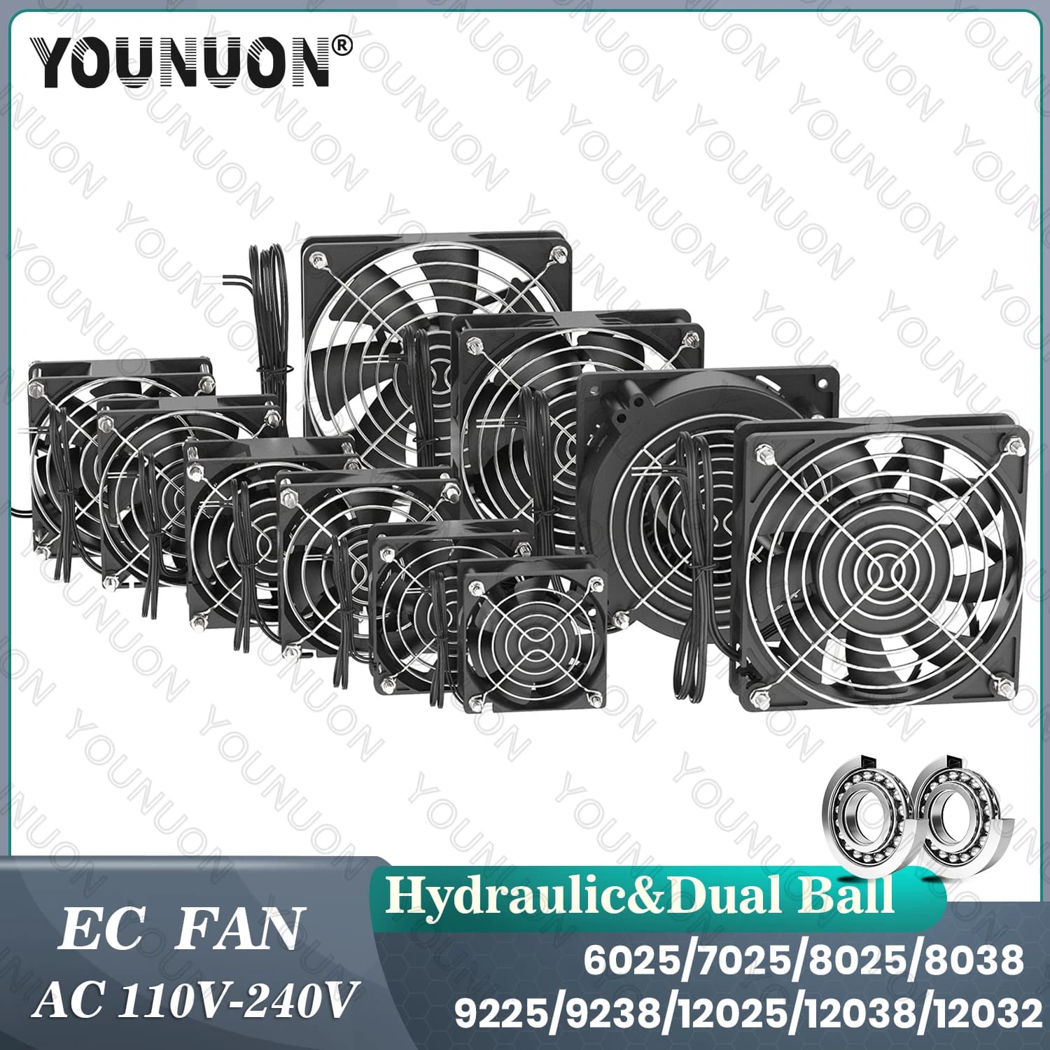 EC Axial Fan 60mm 80mm 90mm 120mm Ball Brushless Fan Cooler AC 110V 120V 220V 230V 240V Computer Case Fan 6025 8025 9225 12038
