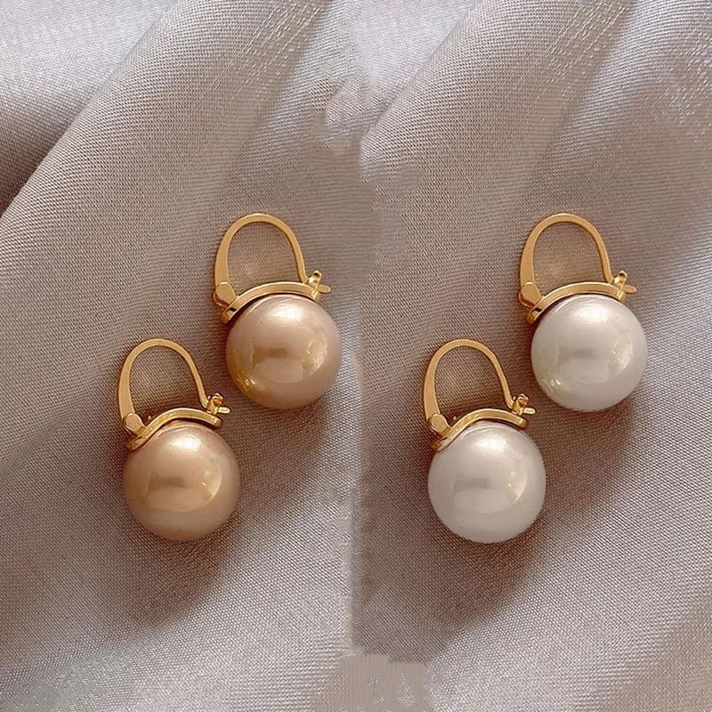 Korean Cute Pearl Hoop Earrings for Women Luxury Gold Color U Shape Design Wedding Earrings Statement Fashion Jewelry