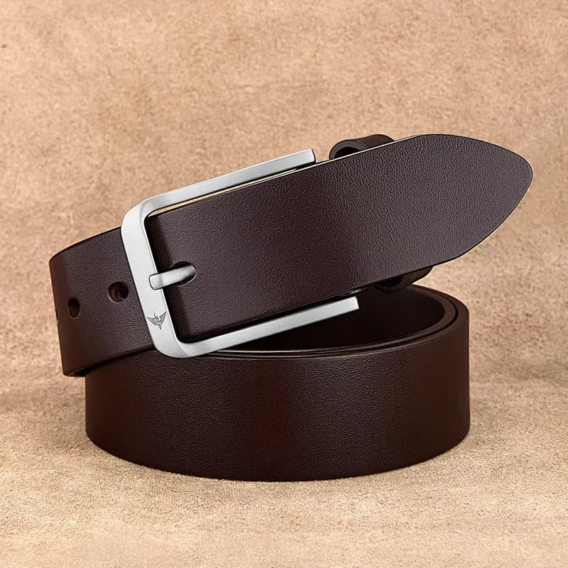 Fashionable genuine leather men's leather high-end buckle style personalized belt denim casual belt