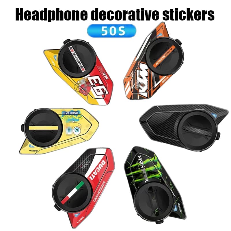 For SENA 50S Motorcycle Bluetooth Headset Box Protection Stickers Colorful Earphone Decoration Decals Waterproofing