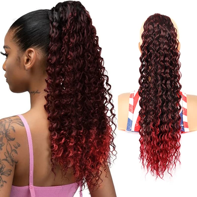 Long Afro Kinky Curly Drawstring Clip in Ponytail 22inch Synthetic Kinky Curly Natural Puff Pony Tail Hair Extension for Women