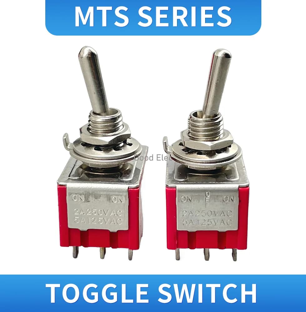 5PCS Mini MTS-302 MTS-303 Red Toggle Switch DPDT Double Pole Double Throw 2 Positions ON-ON/ON-OFF-ON 250V 3A 125V 6A