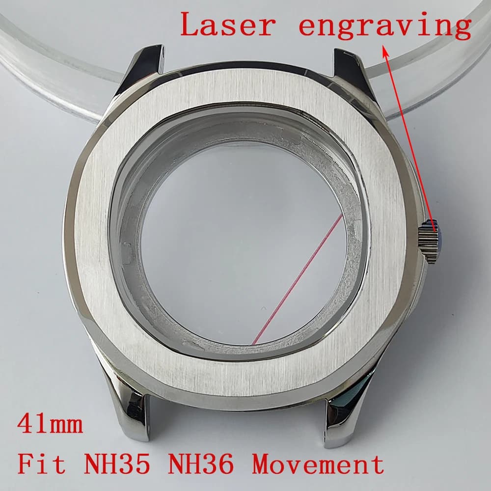 Silvery/Rose 41mm nh35 Case nh36 case Stainless Steel Case 31.5mm Dial Fit NH35 NH36 Movement Replace Men's Watch Accessories