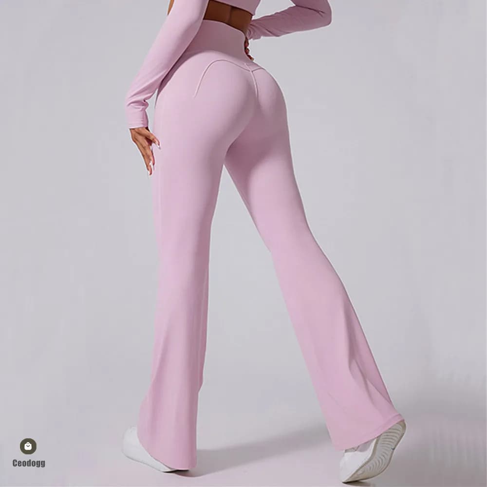 High Waist Sports Leggings Women Gym Yoga Pants Women Fitness Workout Bell Bottom Trousers V Back Scrunch Flared XP15