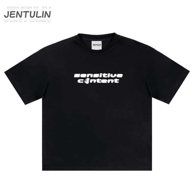 Vintage Letter Print Punk Men's T-Shirt Short Sleeve Y2k Streetwear Hip Hop Goth Grunge Cotton Fashion Black Clothing Loose Tops