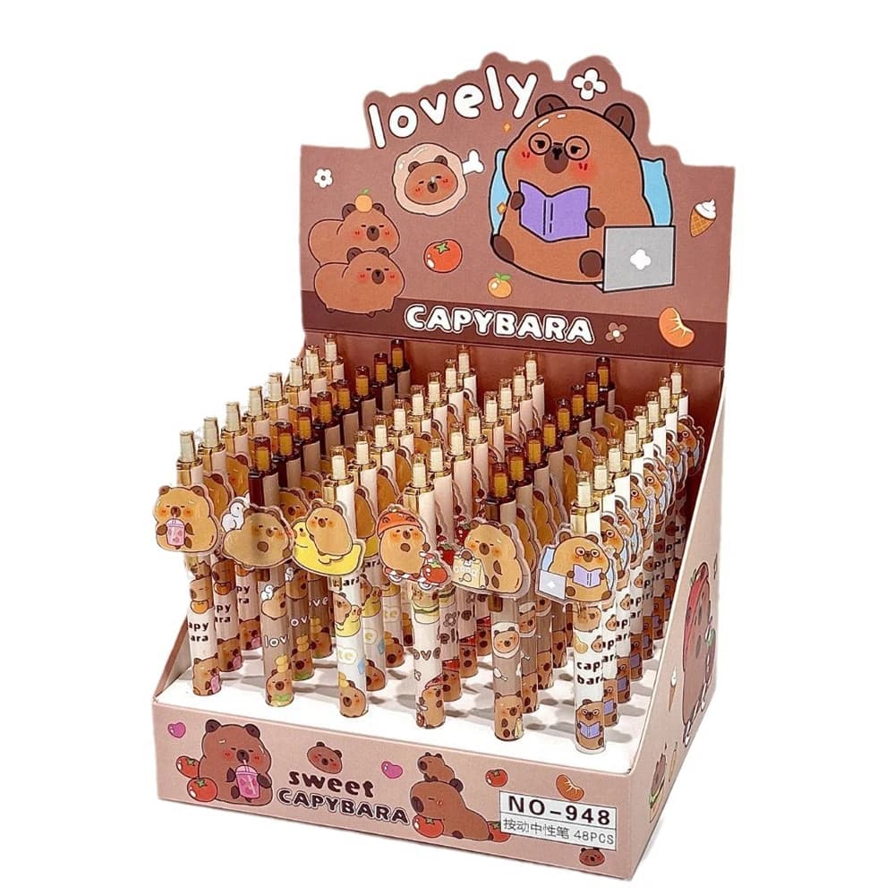 6Pcs/Lot Cartoon Capybara Gel 0.5mm Gel Pen Ink Signature Pen Ballpoint Pen School Office Stationery Kids Gift