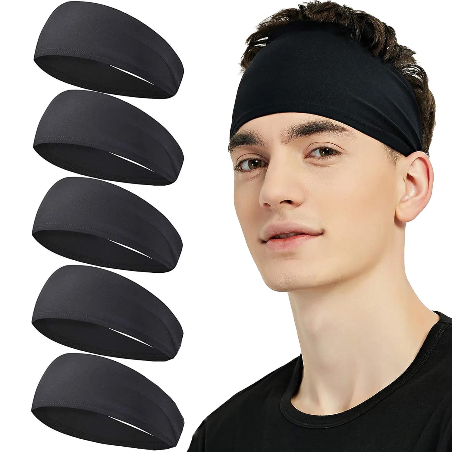 Sweatband for Men Women Elastic Sport Hairbands Head Bands Yoga Head Bands Headwear Headwrap Sports Outdoor Hair Accessories
