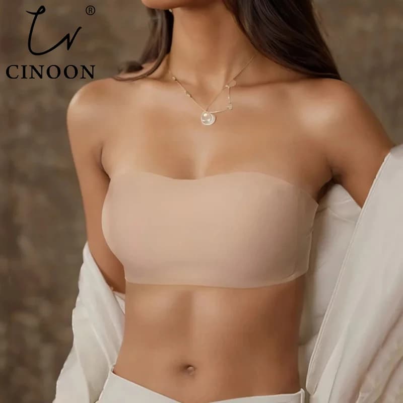 CINOON Sexy Strapless Bra for Woman Invisible Tube Seamless Breathable Wireless Wedding Brassiere Push Up Bras Female Lingerie