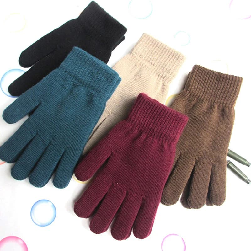 Winter Knitted Plush Gloves Women Men Autumn Thickened Solid Color Full Finger Mittens Hand Warmer Gloves Cycling Gloves