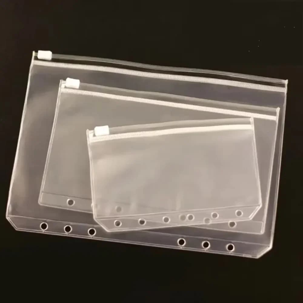 10Pcs  A5 A6 A7 Binder Pocket Binder Zipper Folders for 6 Ring Notebook Divider Page Waterproof PVC Leaf Document Filing Bag